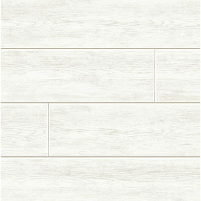 Coastal Faux Shiplap Alabaster Wallpaper